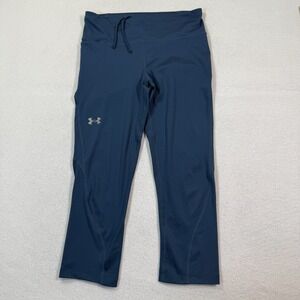 Under Armour Leggings Women Medium‎ Blue Heat Gear Pull On Compression Capri